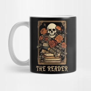 The Reader Tarot Card Skeleton Librarian Banned Books Mug